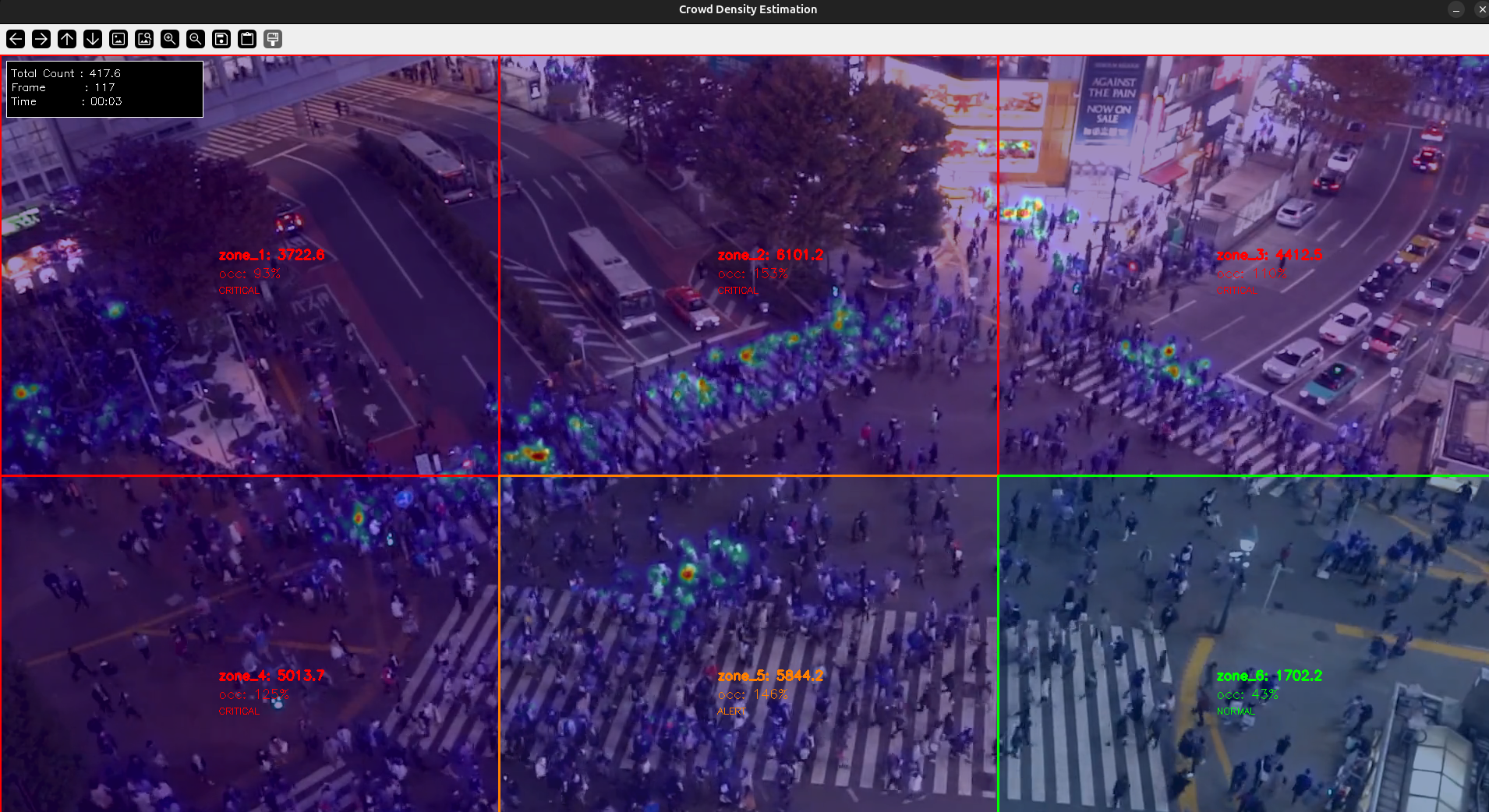 Crowd density estimation visualization